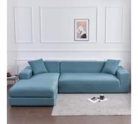 Waterproof Sofa Cover Elastic Anti Dust Slipcover for L Shaped Sofa Perfect for Dining Room & Hotel Events Fits Most Sofas (Lake Blue 3 Seater 190 230cm)