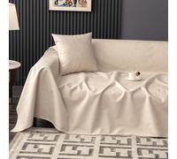 Waterproof Sofa Cover for 1/2/3/4-Seater, Anti-Slip, Scratch-Resistant Couch Protector, L/U-S, Multi-Purpose Throw Blanket, 210x150cm, Color: Bei