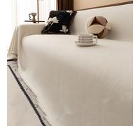 Waterproof Sofa Cover for Pets, L-Shape Stretch Velvet, Non-Slip, Washable, 1-5 Seater, Winter Cozy 90 * 90 cm / 35.43 * 35.43 inch Cream-White 180×420cm