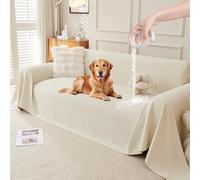 Waterproof Sofa Throw, Pet-Resistant Couch Blanket, Machine Washable Sofa Cover for 1-2 Seater L-Shaped Corner Sofa, Bed & Chair Protector, Cat Scratch Proof All-Season Bed Throw, C1 Beige 180x260