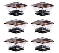 Waterproof Solar Fence Post Lights Set of 6 with Dual Lighting Options for Garden, Terrace, Courtyard Outdoor Use and Energy Efficient (Black)
