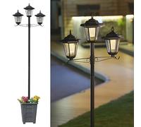Waterproof Solar Lamp Post Light, 80 High Lumen Garden Pathway Light, Ideal for Driveways, Lawns, Front/Back Doors 6000K (Triple-Head)