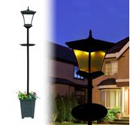 Waterproof Solar Lamp Post Light, 80 High Lumen Garden Pathway Light with Planter, Ideal for Driveways, Lawns, Front/Back Doors 6000K (Single-Head) (B)