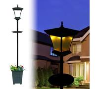 Waterproof Solar Lamp Post Light, 80 High Lumen Garden Pathway Light with Planter, Ideal for Driveways, Lawns, Front/Back Doors 6000K (Single-Head)