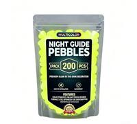 Waterproof Solar Luminous Stones For Garden Decor Glow In The Dark Resin Pebbles With Enchanting Night Light For Pathway Lawn Yard Landscape Outdoor Use Colorful 17x12cm(Yellow 200pcs)