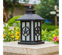 Waterproof Solar Post Lights - Modern Minimalist Black LED Pillar Lantern for Outdoor Deck, Patio, Fence & Landscape - Classical 22.5x37x24 cm Column Headlight