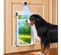 Waterproof Solar-Powered Electronic PIR Motion Sensor Cat Flap for Door, No Collar, Automatic Dog Door, Smart Pet Flap, 4 Modes, Anti-Pinch Protection, Aluminium Frame, Windproof, Adjustable Tunnel