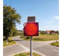 Waterproof Solar Traffic Signals Signs Lights, Red/Yellow Flashing Light, Outdoor Road Safety LED Emergency Lamp, for Intersections, Curves, Bridges Red 400mm/16in