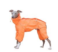 Waterproof Spring Autumn Adjustable High Neck Jacket For Italian Greyhound 4 Legs Covered Reflective Strip Dog Coat With Zipper On Back For Whippet Dogs