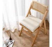 Waterproof Square Chair Cushion with Zipper Memory Foam Latex Seat Pad for Office Non-Slip Solid Color White 45x45x4cmFaux Leather Cover