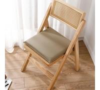 Waterproof Square Cushion with Zipper Faux Leather Seat Pad for Office & Home Non-Slip Memory Foam & Latex Filling Solid Color Khaki 40x40x3cm