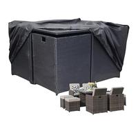 Waterproof Square Garden Table Cover 125x125x74 cm - Heavy Duty Patio Furniture Protector for 4-8 Seater Sets - Breathable 210D Oxford Fabric with Drawstring - by SpeedwellStar