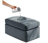 Waterproof Square Ottoman Cover - Stretch Fabric Foot Stool Protector with Non-Slip Elastic Bottom Fits Rectangles 100-130cm (W) x 50-70cm (D) - Grey Blue