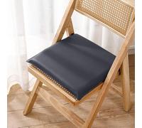 Waterproof Square Rectangle Chair Cushion with Zipper Faux Leather Seat Pad for Office Indoor Non-Slip Filled Memory Foam Latex Solid Color Blue 45x50x4cm