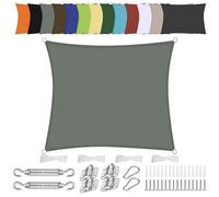 Waterproof Square Sun Shade Sail 4.6x4.6m UV Protection Weather Resistant PES Polyester Canopy with Accessories for Patio Balcony Garden - Grey