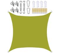 Waterproof Square Sun Shade Sail 4x4m with Hardware Kit - 95% UV Protection Outdoor Canopy for Garden, Patio, Pergola, Party - Dark Green Rectangular Sunshade Cover
