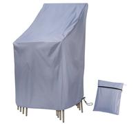 Waterproof Stackable Chair Covers, Uranshin Outdoor Patio Furniture Covers Stacked Chairs 210D Oxford Lounge Chair Covers Outdoor Stack Chairs for All Weather Protection,25"L x 25"W x 47”H (Grey)