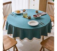 Waterproof Stain-Resistant Round Tablecloth - Easy Clean Peacock Blue 260cm Diameter Perfect for Dining Parties Outdoor Events Elegant Table Decor & Home Essentials