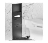 Waterproof Stainless Steel Shower Shelf - Recessed Alcove for Toiletries, Shampoo, Toilet Paper & Trash Can Storage - Modern Bathroom Shelves (Grey-A)