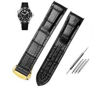 Waterproof Strap Curved End Genuine Leather Silicone Watch Strap for Omega 007 Wrist Bracelet with Folding Buckle (Color : 10mm Gold Clasp, Size : 22mm)