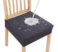 Waterproof Stretch Chair Seat Covers Soft Elastic Dining Room Chair Covers Removable & Durable Dark Grey Set of 6 for Enhanced Protection & Style