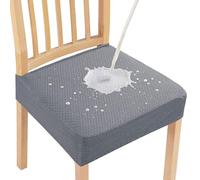 Waterproof Stretch Chair Seat Covers Soft Removable Elastic Dining Room Chair Protectors Light Grey 2 Piece Set for Enhanced Comfort and Style