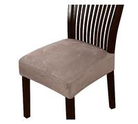 Waterproof Stretch Dining Chair Covers Removable & Washable Suede Seat Protectors 6-Pack Taupe Covers for Kitchen & Dining Room Chairs Fitted Slipcovers for Furniture Protection