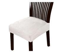 Waterproof Stretch Dining Chair Covers Removable Washable Suede Seat Protectors 6-Pack White Slipcovers for Kitchen & Dining Room Furniture Protection