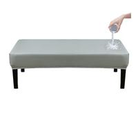Waterproof Stretch PU Leather Dining Bench Cover - Removable & Washable Seat Protector for Living Room Bedroom - Light Grey - 80cm (31.5in) - Stylish Easy Care