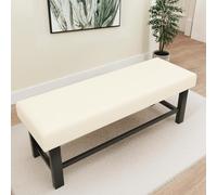 Waterproof Stretch Slipcover for Bench & Ottoman - Removable Washable Velvet & Jacquard Fabric Cover Protector for Dining, Piano, Storage, Kitchen Furniture(White,S:36-47in/90-120CM)