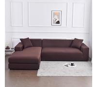 Waterproof Stretch Sofa Cover Anti Dust L Shaped Couch Protector for Living Room & Hotel Events Fits Most Sofas (Dark Brown 3 Seater 190 230cm)