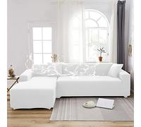 Waterproof Stretch Sofa Cover Sofa Cover Anti-Slip Washable L-Shaped Cushion Furniture Protector for 3 Seat Sofa Pet（White,4seat 235-300cm/93-118in