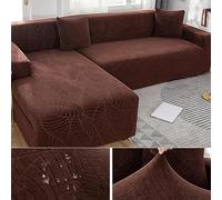 Waterproof Stretchable L-S Sofa Cover for 1/2/3/4 Seat Corner Couch - Armrest Protector, Brown, Fits 3-Seater Sofas - Ultimate Fur Guard