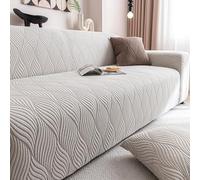 Waterproof Stretchable Sofa Cover Non-Slip Soft Couch Slipcover Washable Furniture Protector for Pet-Friendly Living Rooms (Light Gray Fits 120-142 inches)