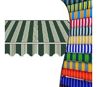 Waterproof Stripe Patio Awning Replacement Fabric - Manual Awning Top Cover 5' 8' 10' 13' 16' 20' - Green Stripes 9.8x6.5ft (3x2m) -Canvas for Outdoor Use