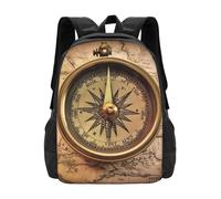 Waterproof Students Bookbag Law of The Compass Navigation Print School Backpack Printed Book Bags for Hiking, Camping, Work, 42X32X14Cm