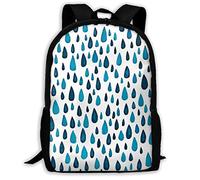 Waterproof Students Knapsack Blue Raindrops School Bag Spacious Daypack for Camping, Work, Hiking, 42X32X14Cm