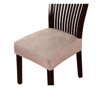 Waterproof Suede Chair Seat Covers Stretch Removable & Washable Dining Chair Slipcovers Set of 2 Khaki - Perfect for Kitchen & Dining Room Furniture Protection