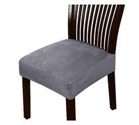 Waterproof Suede Dining Chair Covers Stretch Removable Washable Seat Protectors Set of 6 Gray Chair Slipcovers for Kitchen & Dining Room Furniture