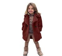 Waterproof Suit Baby Girls' Coats Toddler Kids Winter Windproof Thicken Jackets Warm Fleece Button Outerwear Kawaii Outwear Solid Color Cardigan Wine 18-24 Months