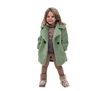 Waterproof Suit Baby Girls' Coats Toddler Kids Winter Windproof Thicken Jackets Warm Fleece Button Outerwear Kawaii Outwear Solid Color Cardigan Green 4-5 Years