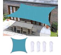Waterproof Sun e Sail 2x5m - 95% UV Block Canopy ning for Outdoor Garden Patio Pera Balcony & Backyard - Lake Blue with 4 Ropes for Easy Installat