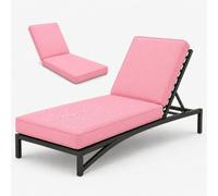 Waterproof Sun Lounger Cushion - Thick 50D High-Density Foam Replacement Pad for Garden Patio, Foldable Outdoor Recliner Mattress with Anti-Slip Base & 6 Ties, 183x53x10cm