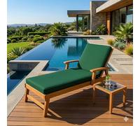 Waterproof Sun Lounger Foam Cushion - Garden Sunbed Recliner Pad - Foldable Deck Bed Deck Chair Cushion - Removable Washable Zip Cover - For Patio, Poolside, Beach Indoor & Outdoor (Green)