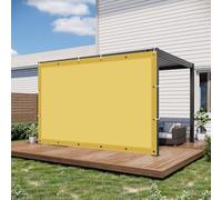 Waterproof Sun Sail Canopy 4.8x5m (15.7x16.4ft) - UV-Resistant Tear-Proof Polyester for Garden Beach & Patio - Sand Yellow with Free Installation Rope for Outdoor Shade Solutions