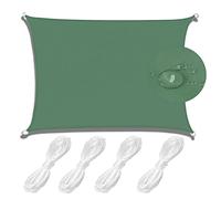 Waterproof Sun Shade Sail 3x5m - 98% UV Protection Tear Resistant for Backyard Garden Terrace Carport Pool - Dark Green with Rope