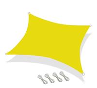 Waterproof Sun Shade Sail 4.5x6.5m -Yellow Canvas Awning with Fixing Kit for Beach & Patio - UV Protection Easy Installation Outdoor Canopy