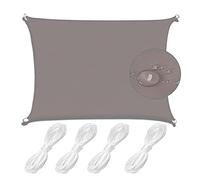 Waterproof Sun Shade Sail 6x6m Rectangular with Fixing Ropes UV Protection Weather-Resistant Tear-Resistant Polyester Khaki Outdoor Canopy Sun Protection