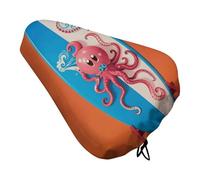 Waterproof Surfboard Octopus Bike Seat Cushion Cover, Padded Bicycle Seat Cover with Drawstring for Men Women, Wide Bike Saddles Protector for Mountain Exercise Road City Outdoor Biking