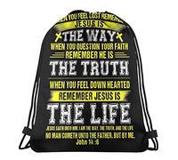 Waterproof Swimming Bags Jesus The Way Truth Life John 146 Religious Drawstring Backpack Sports Gym Sack For Yoga, Exercise, Travel